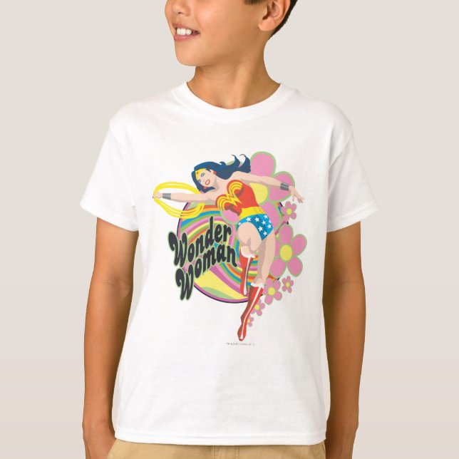 Wonder Woman Retro Blume T-Shirt (Vorderseite)