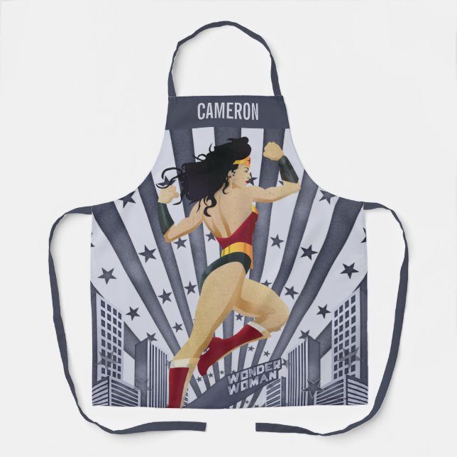 Wonder Woman Retro City Sunburst and Stars Schürze (Vorderseite)