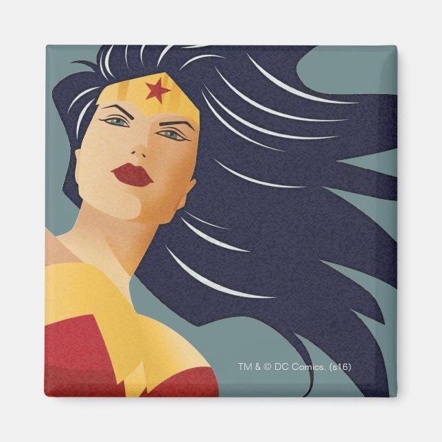 Wonder Woman Retro City Sunburst Magnet (Vorne)