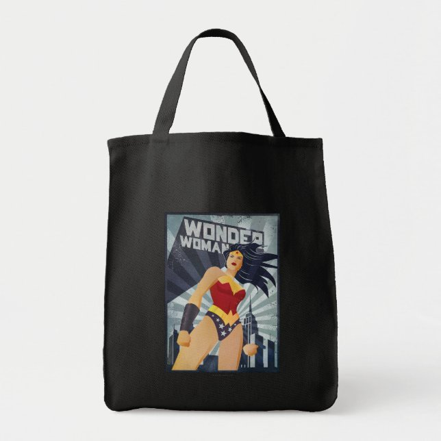 Wonder Woman Retro City Sunburst Tragetasche (Vorne)
