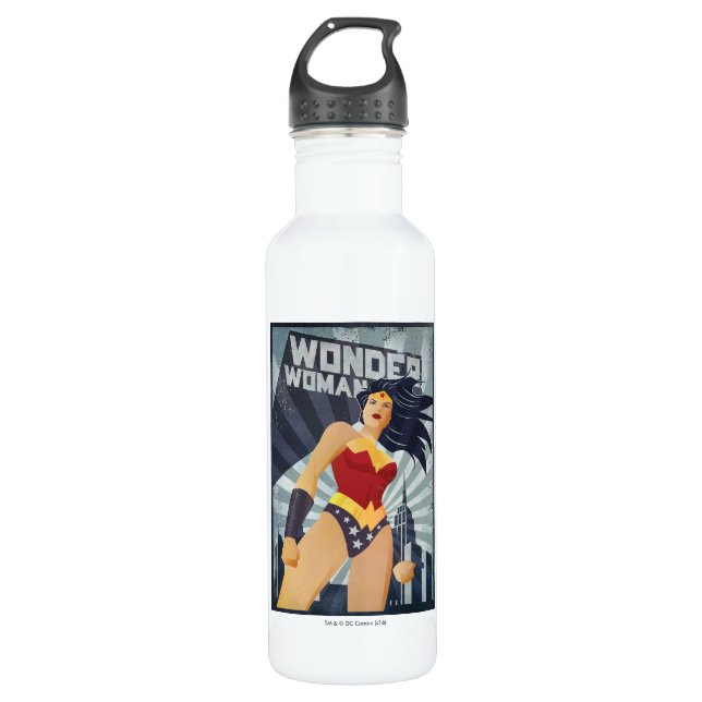 Wonder Woman Retro City Sunburst Trinkflasche (Vorderseite)