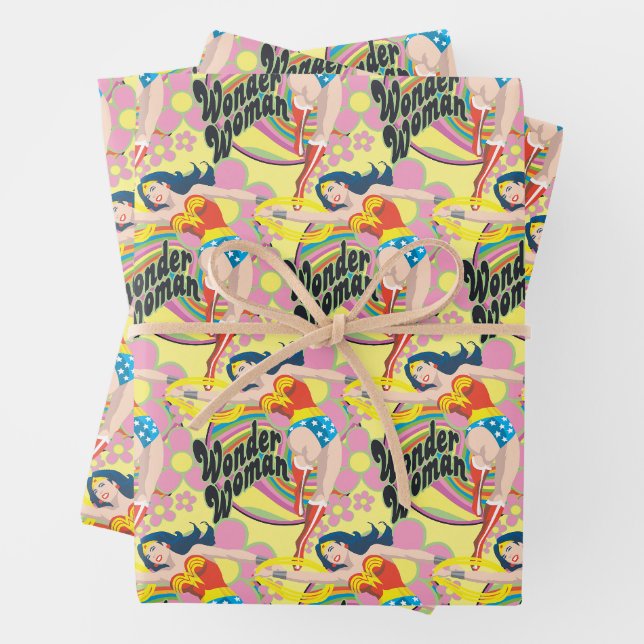 Wonder Woman Retro Flowers Geschenkpapier Set (Beispiel)