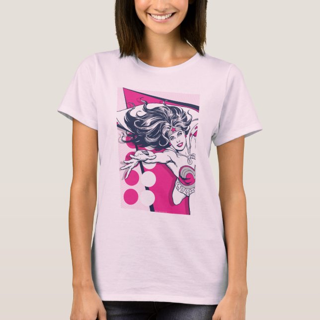 Wonder Woman Retro Glam Charakter Art T-Shirt (Vorderseite)