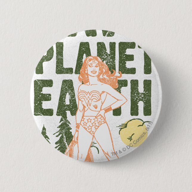 Wonder Woman Rette Planet Erde Button (Vorderseite)
