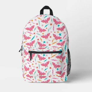 Wonder Woman Rosa Logo und Blitzmuster Bedruckter Rucksack