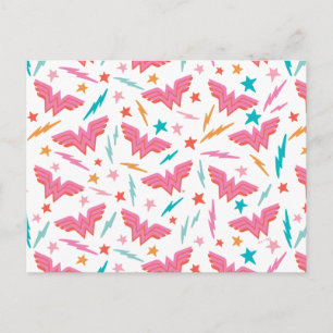 Wonder Woman Rosa Logo und Blitzmuster Postkarte