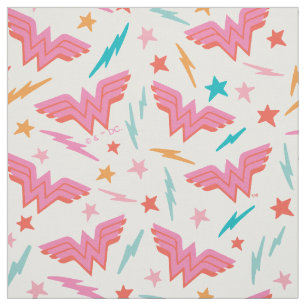 Wonder Woman Rosa Logo und Blitzmuster Stoff