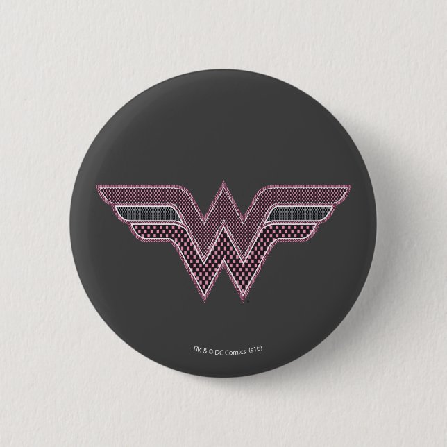 Wonder Woman Rosa und Schwarzes Schachbrett Mesh L Button (Vorderseite)