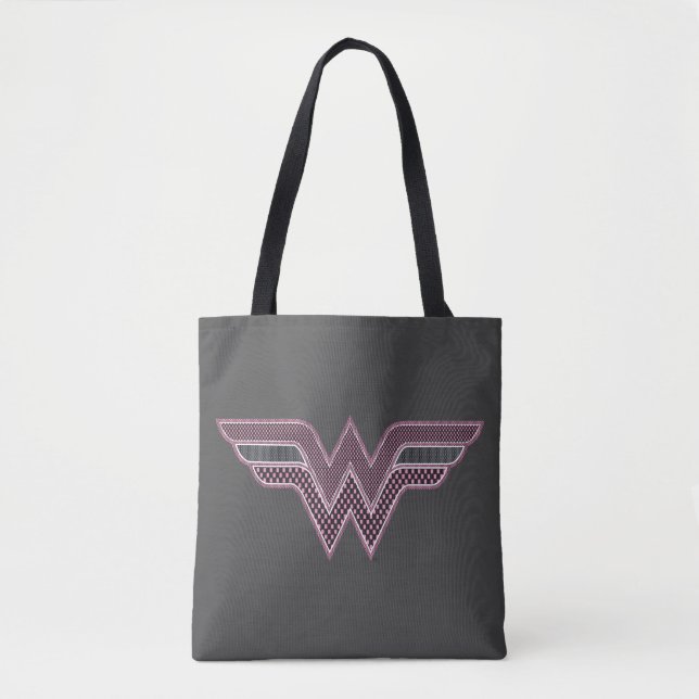 Wonder Woman Rosa und Schwarzes Schachbrett Mesh L Tasche (Vorderseite)