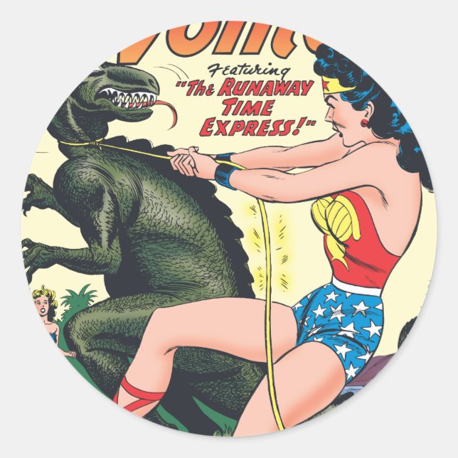 Wonder Woman Runaway Time Express Runder Aufkleber (Vorderseite)