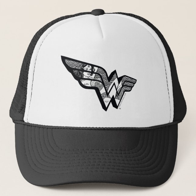 Wonder Woman sitzt im Logokombinat Truckerkappe (Vorderseite)