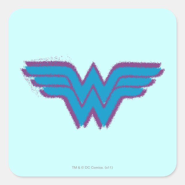 Wonder Woman Spray Paint Logo Quadratischer Aufkleber (Vorderseite)