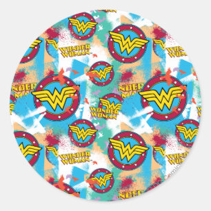 Wonder Woman Spray Paint Pattern Runder Aufkleber