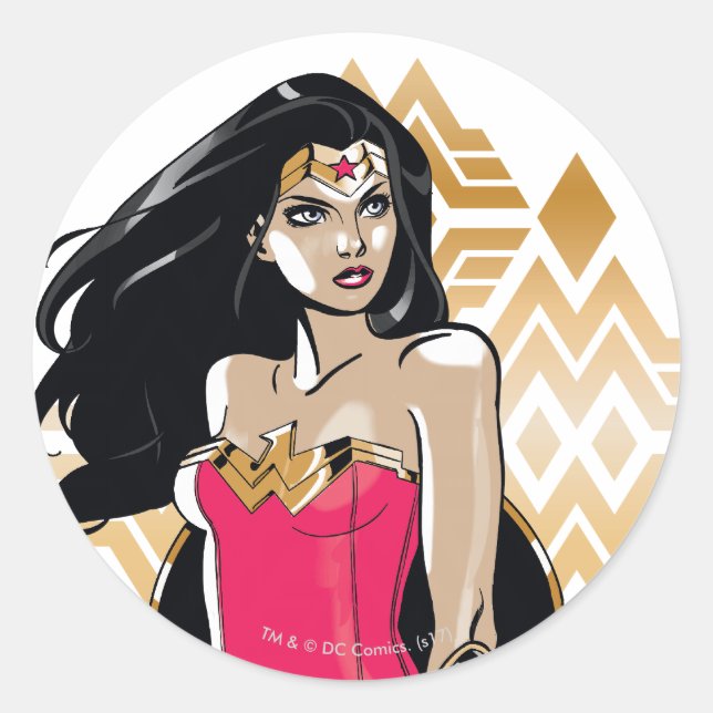 Wonder Woman Stärke Runder Aufkleber (Vorderseite)