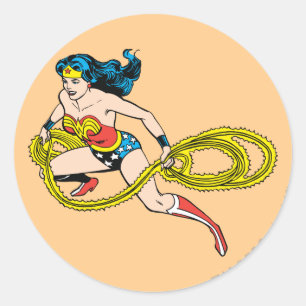 Wonder Woman Swinging Lasso  Runder Aufkleber