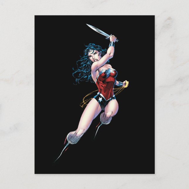 Wonder Woman Swinging Sword Postkarte (Vorderseite)