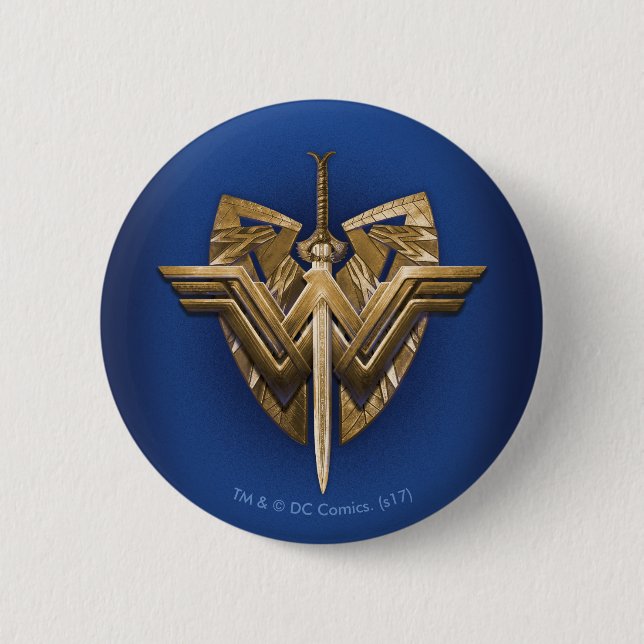 Wonder Woman Symbol mit Schwert der Gerechtigkeit Button (Vorderseite)