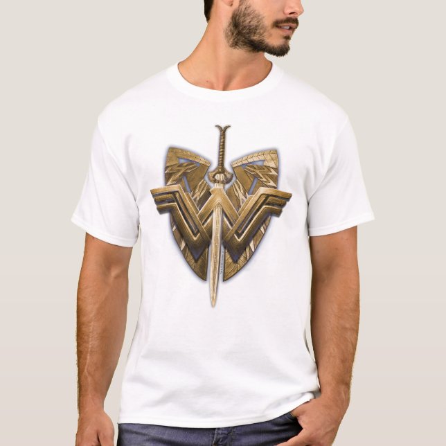 Wonder Woman Symbol mit Schwert der Gerechtigkeit T-Shirt (Vorderseite)