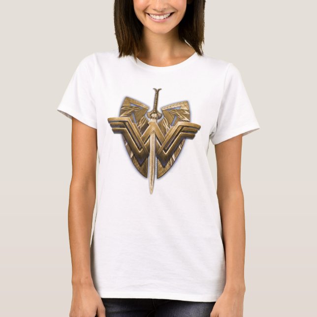 Wonder Woman Symbol mit Schwert der Gerechtigkeit T-Shirt (Vorderseite)