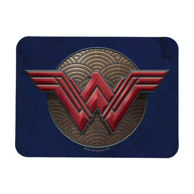 Wonder Woman Symbol Over Concentric Circles Magnet (Horizontal)
