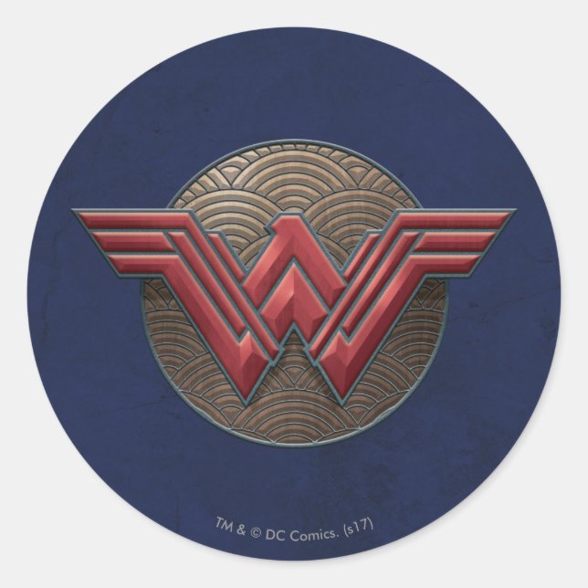 Wonder Woman Symbol über konzentrische Kreise Runder Aufkleber (Vorderseite)