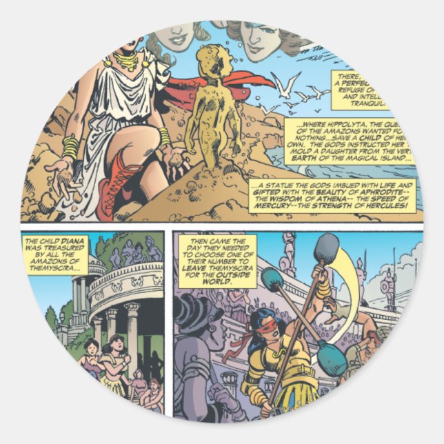 Wonder Woman Themyscira Runder Aufkleber (Vorderseite)
