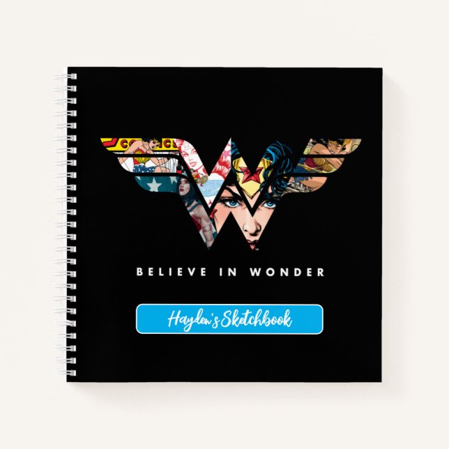 Wonder Woman "Think in Wonder" Collage Zeichnend Notizbuch (Vorderseite)