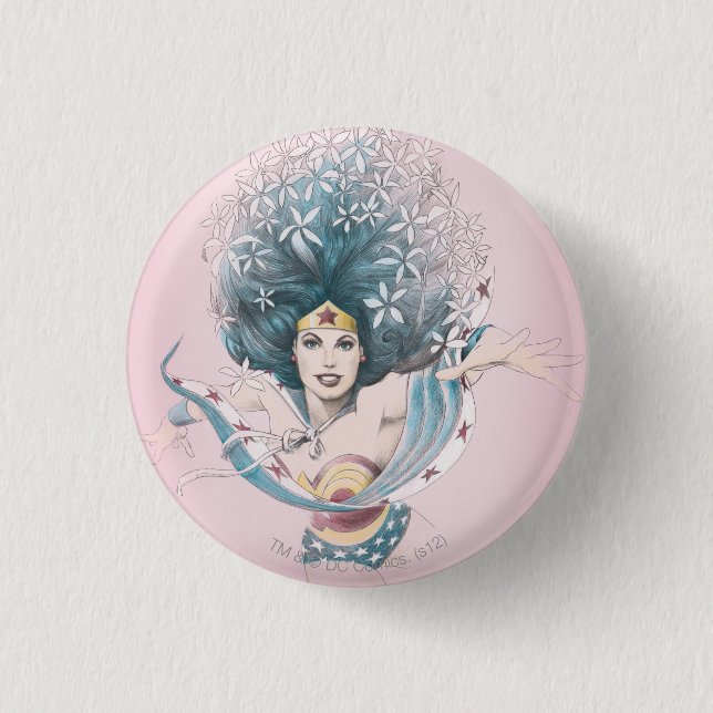 Wonder Woman und Blume Button (Vorderseite)