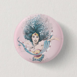 Wonder Woman und Blume Button