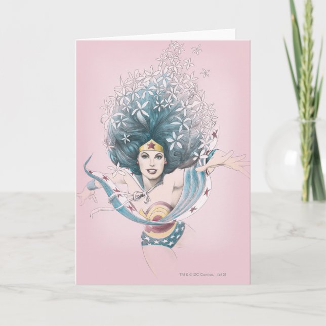Wonder Woman und Blume Karte (Vorderseite)