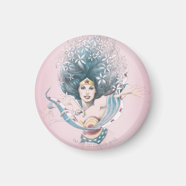 Wonder Woman und Blume Magnet (Vorne)