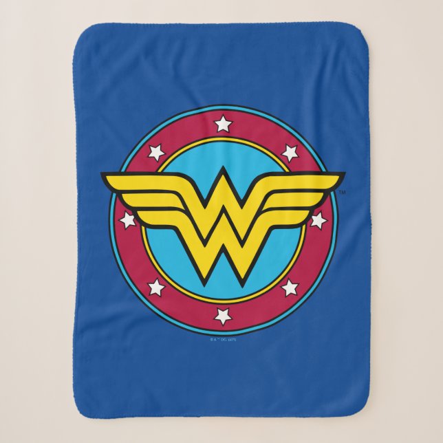 Wonder Woman | Vintages Circle & Stars Logo Sherpadecke (Vorderseite)