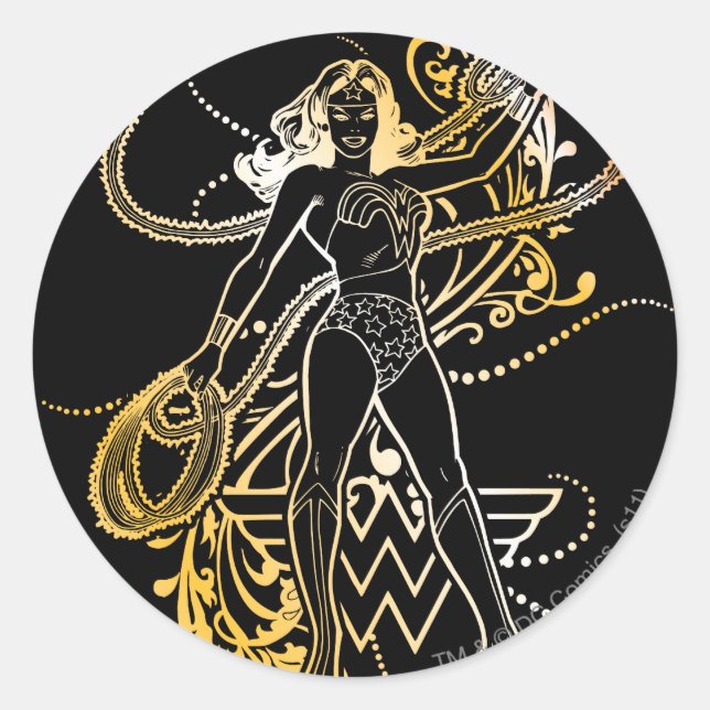 Wonder Woman Yellow Fade Runder Aufkleber (Vorderseite)
