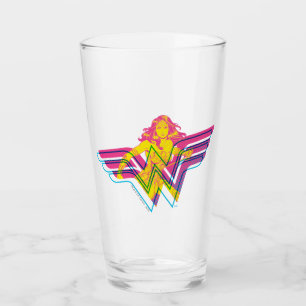 Wonder Woman Yellow Pink Comic Art Logo Glas