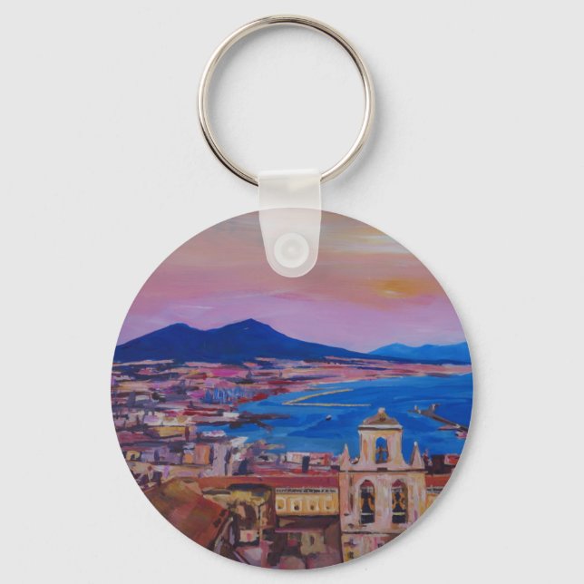 Wonderful City View of Naples with Mount Vesuv Schlüsselanhänger (Vorderseite)