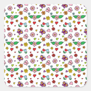 Wonderful Flowers Design Quadratischer Aufkleber