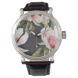 Wonderful magnolia flowers and birds Armbanduhr