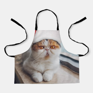 Wonderful persian cat with Santa Claus hat Schürze