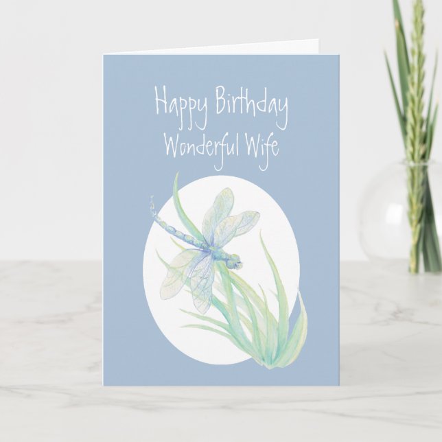 Wonderful Wife Birthday Watercolor Draquelly art Karte (Vorderseite)