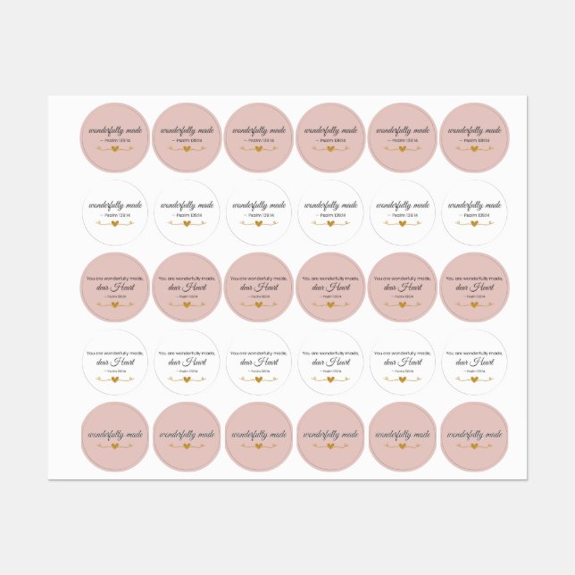 Wonderfully Made Psalm 139:14 Christian Labels Etiketten (Blatt)