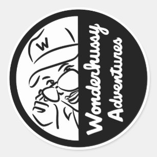 Wonderhussy Adventures Black & White Flüchtige Bli Runder Aufkleber