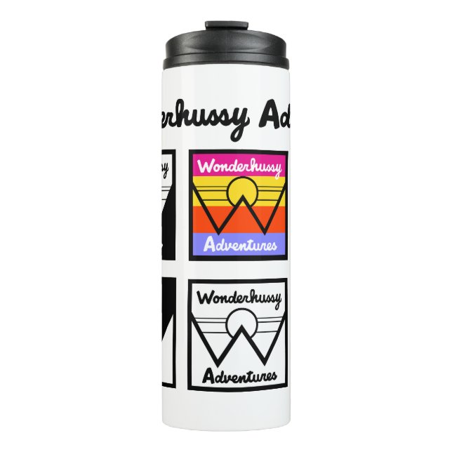 Wonderhussy Adventures Logos Thermosbecher (Vorderseite)