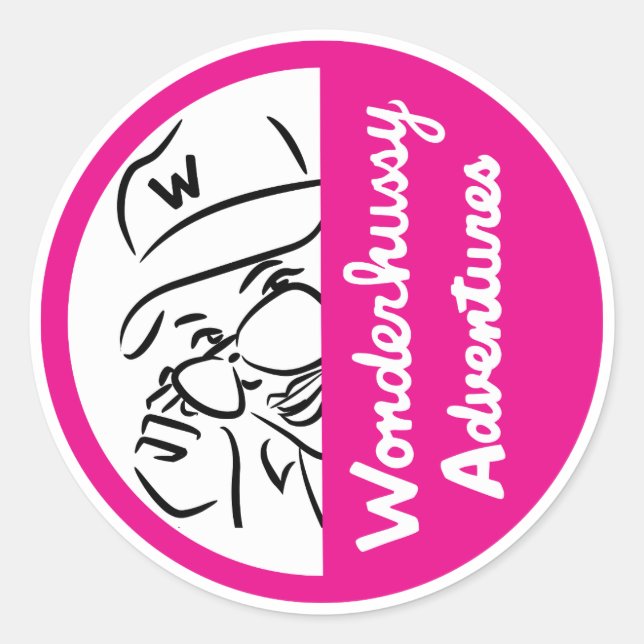 Wonderhussy Adventures Pink & White Flüchtige Blic Runder Aufkleber (Vorderseite)