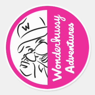 Wonderhussy Adventures Pink & White Flüchtige Blic Runder Aufkleber