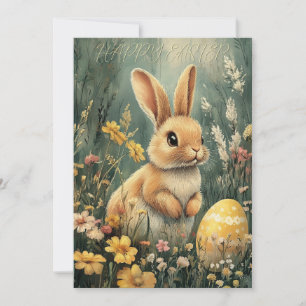 Wondering Bunny Carte Pâques Vintage
