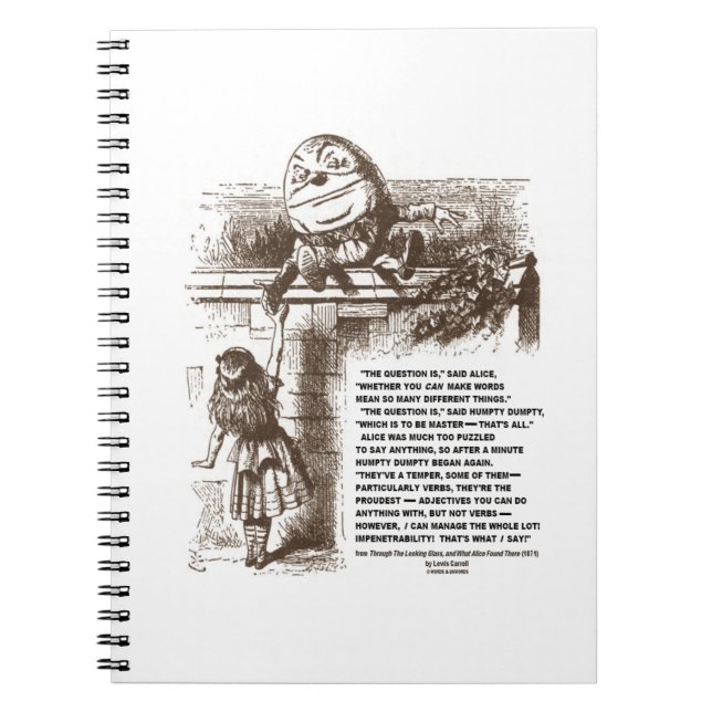 Wonderland Alice Humpty Dumpty Conversation Zitat Notizblock (Vorderseite)