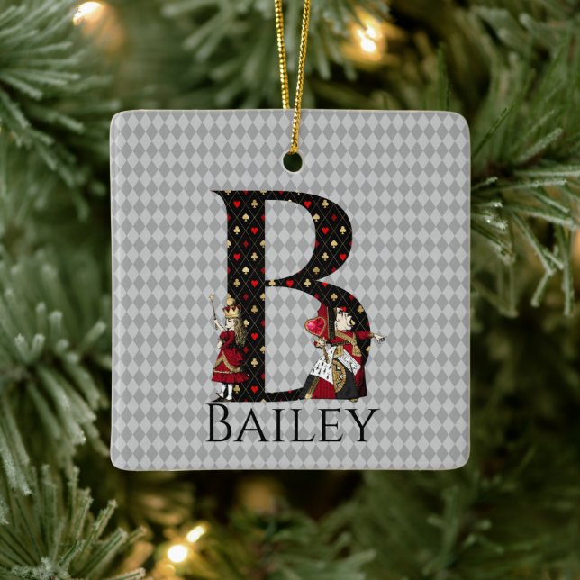Wonderland Alice & Queen of Hearts Letter B Keramikornament (Baum)