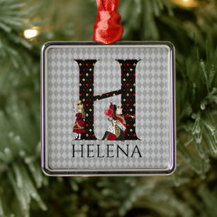 Wonderland Alice & Queen of Hearts Letter H Ornament Aus Metall