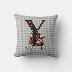Wonderland Alice & Queen of Hearts Letter Y Kissen