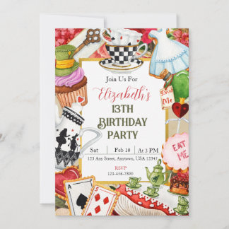 Wonderland Birthday Invite Einladung